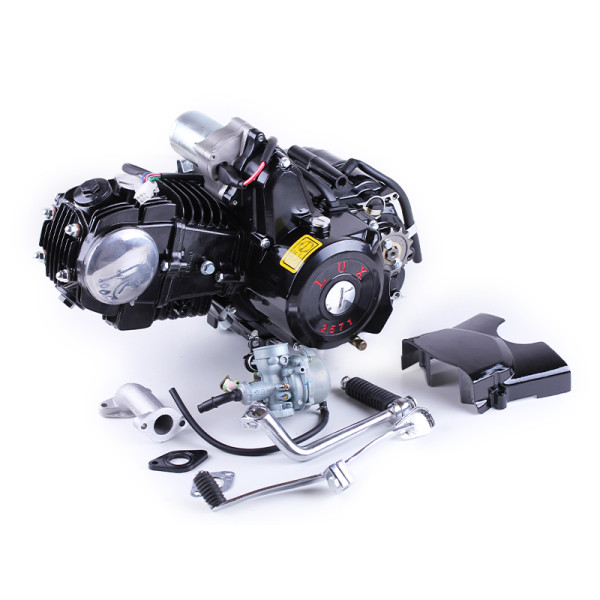 Двигатель 110CC - Дельта/Альфа/Актив, механика + эл.стартер + карбюратор - алюминиевая ЦПГ, BLACK - TATA LUX