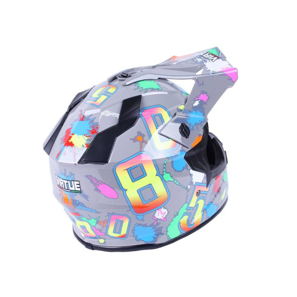Шлем MD-911 серый с цветной графикой size S - VIRTUE