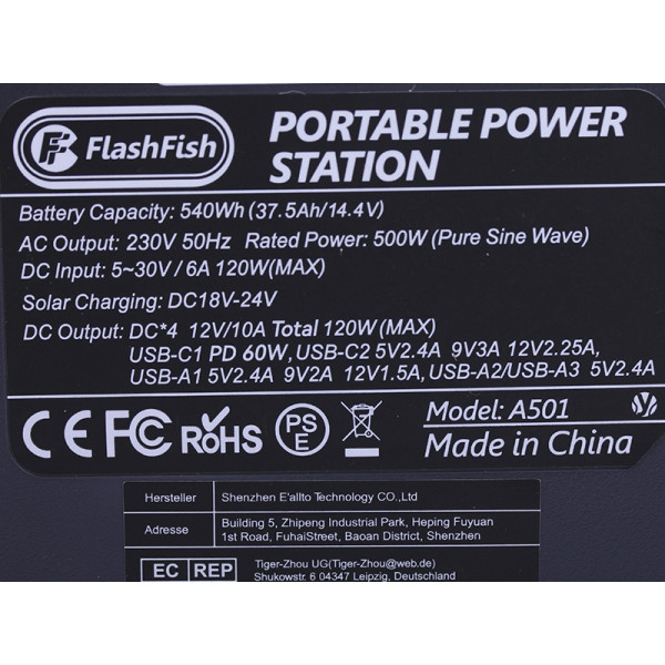 Портативна зарядна станція FlashFish (A501) 150000mAh 500W